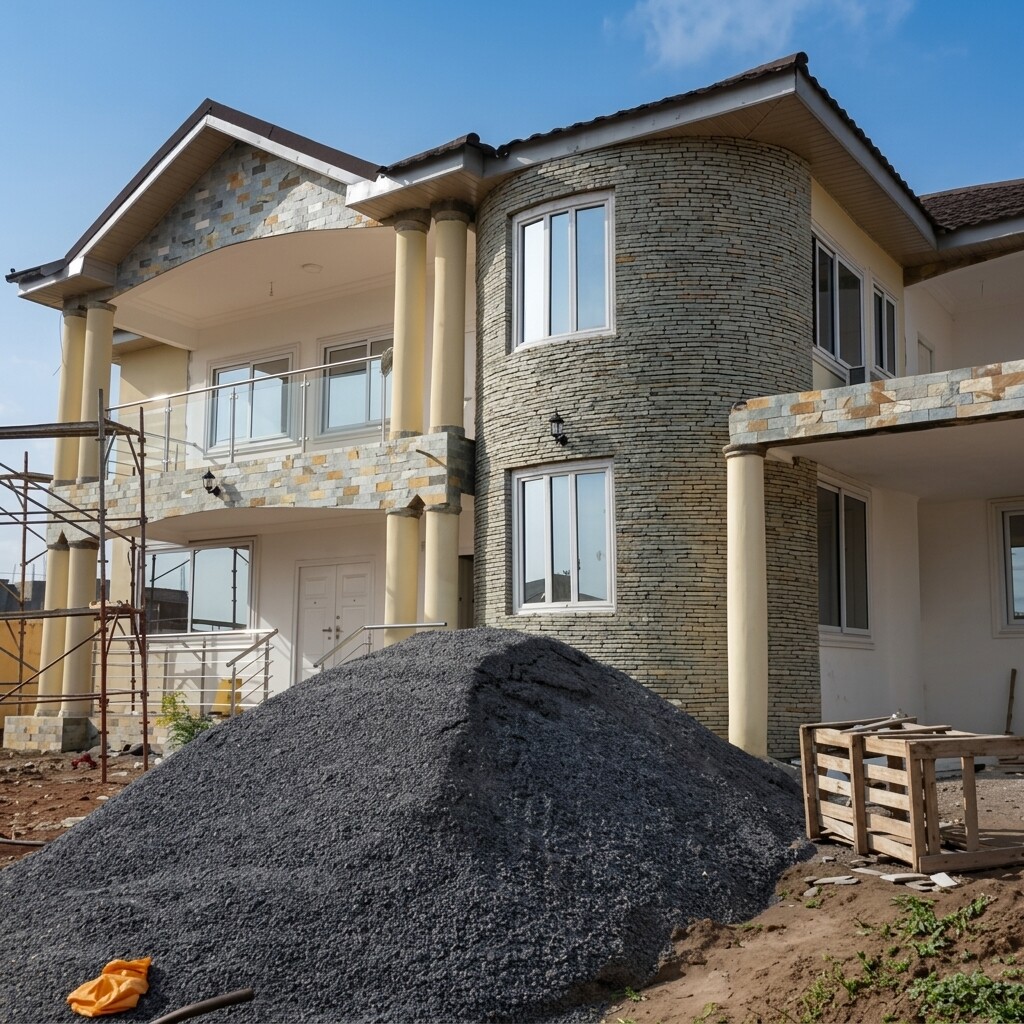 Modern Ghanaian villa with stone cladding