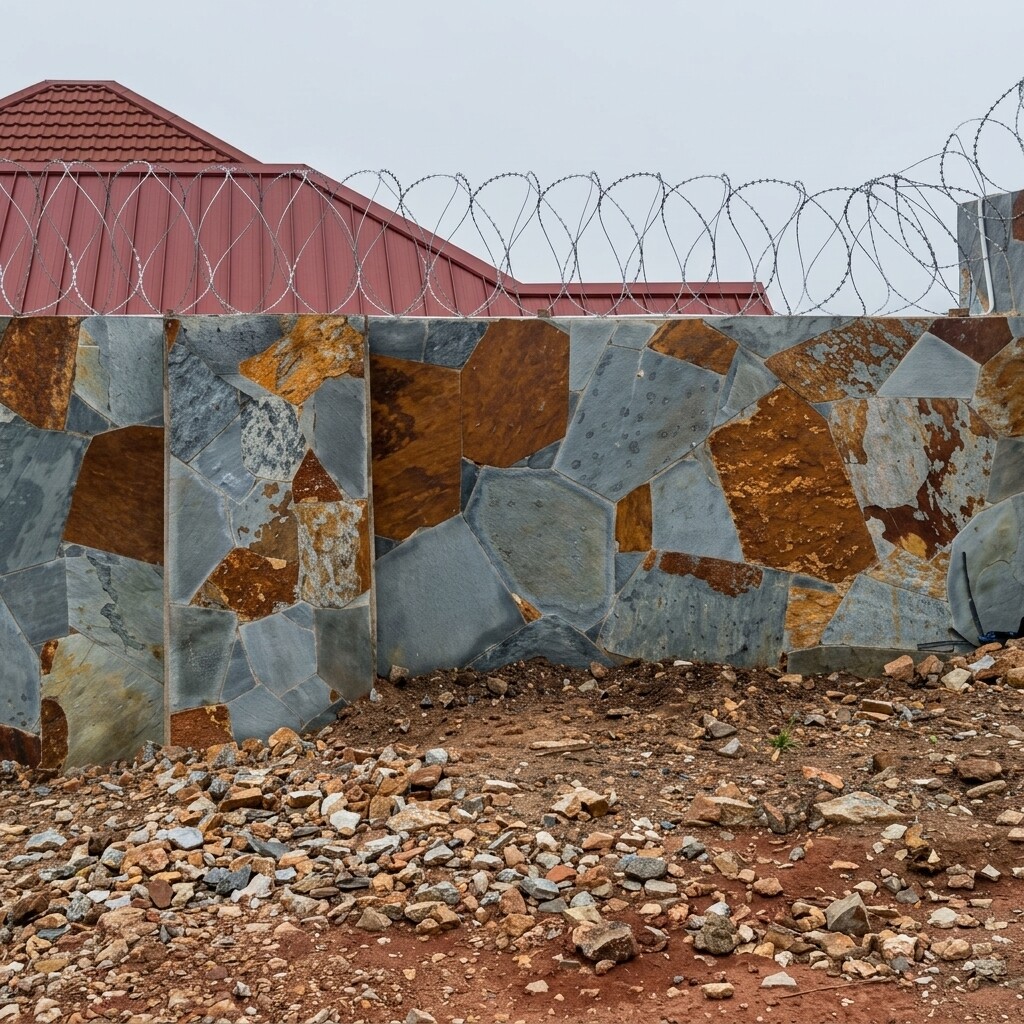 Stone cladded compound wall installation