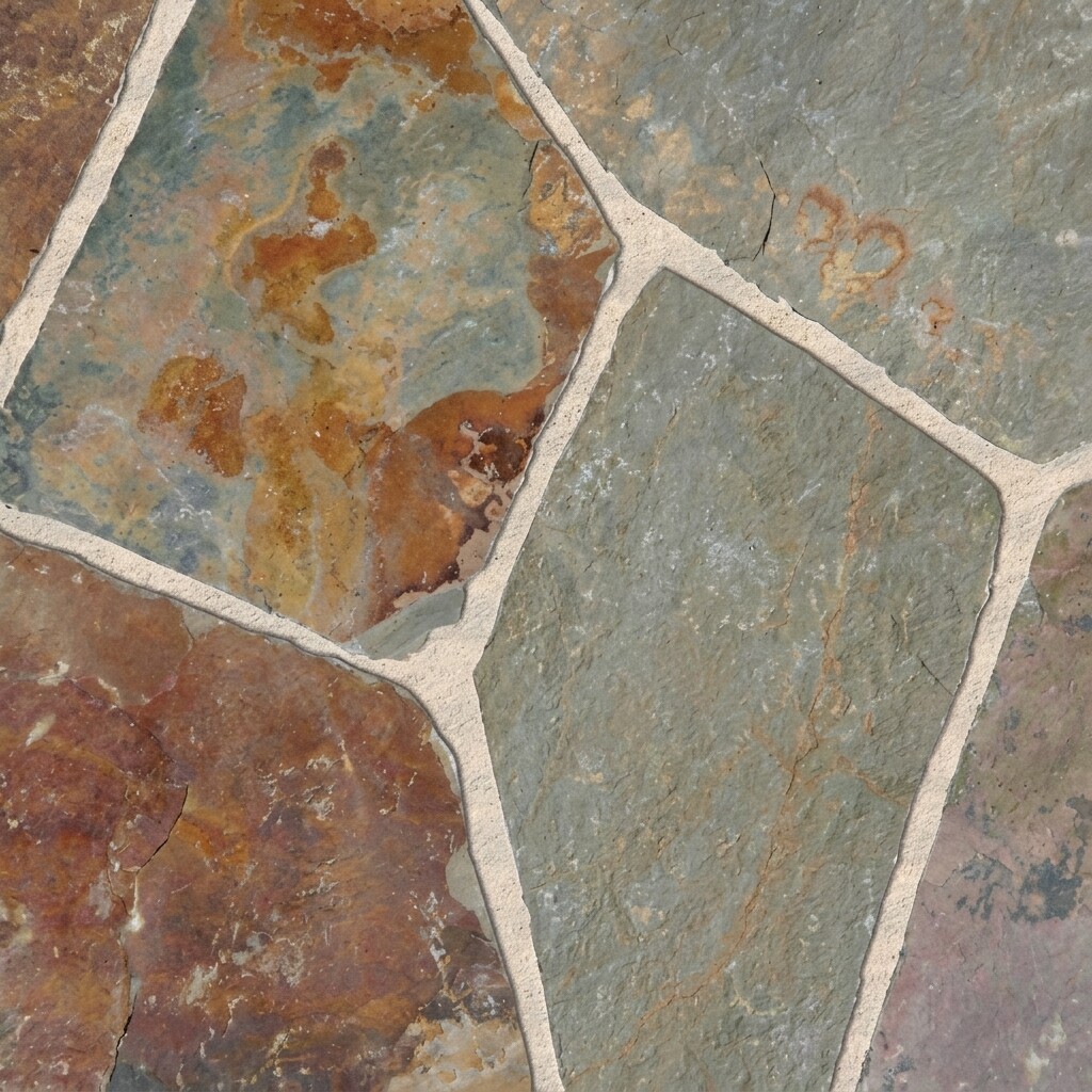 Terracotta and teal flagstone